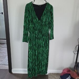 INC Green Patterned Women's Dress
